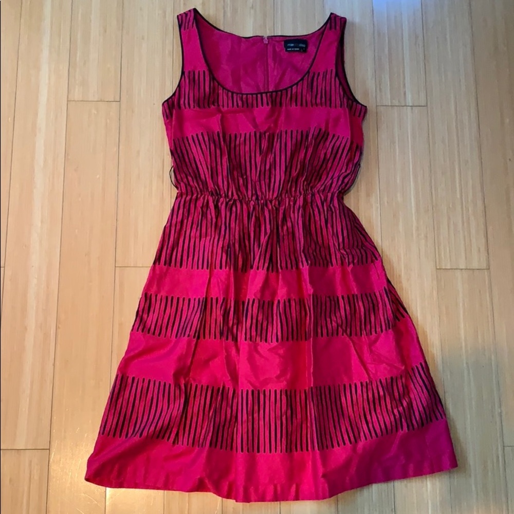 Pink dress with black stripes